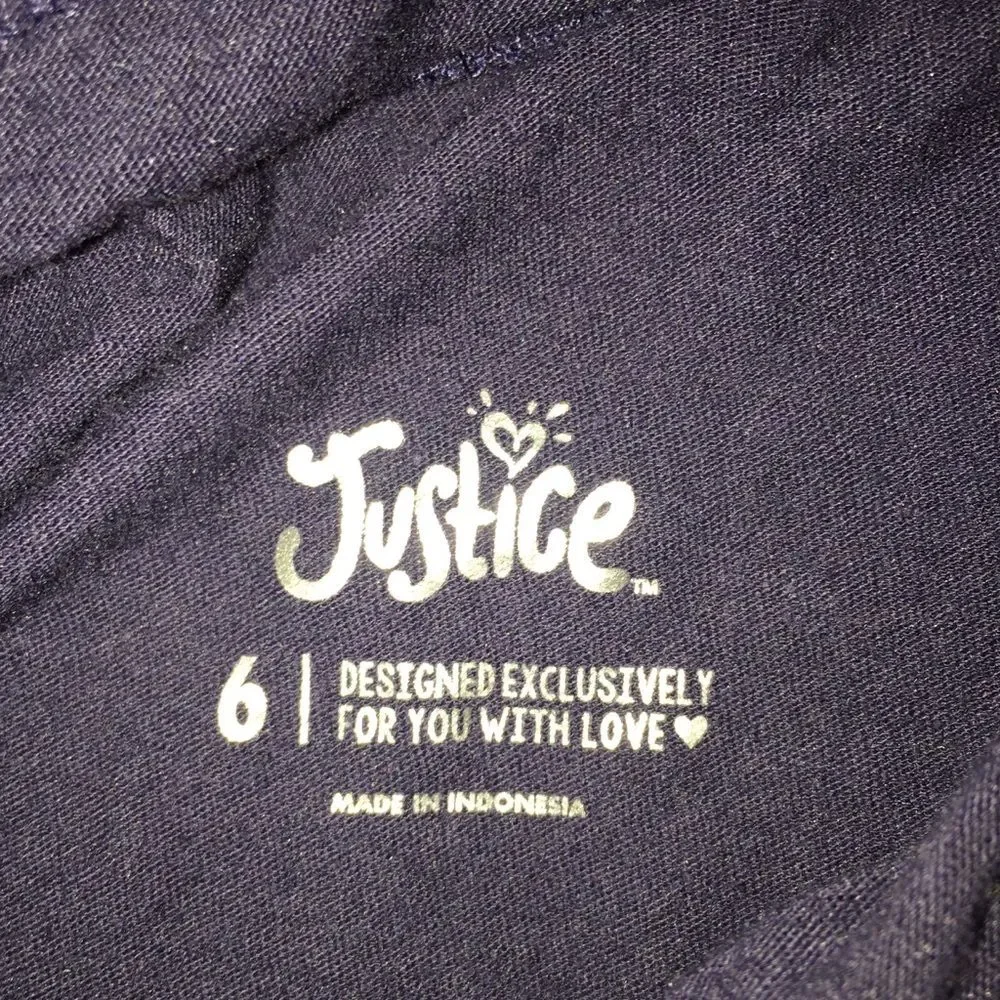 4/$20 Justice Navy & Gold Stars Tank Top Patriotic Sz 6 4th July Memorial Day
